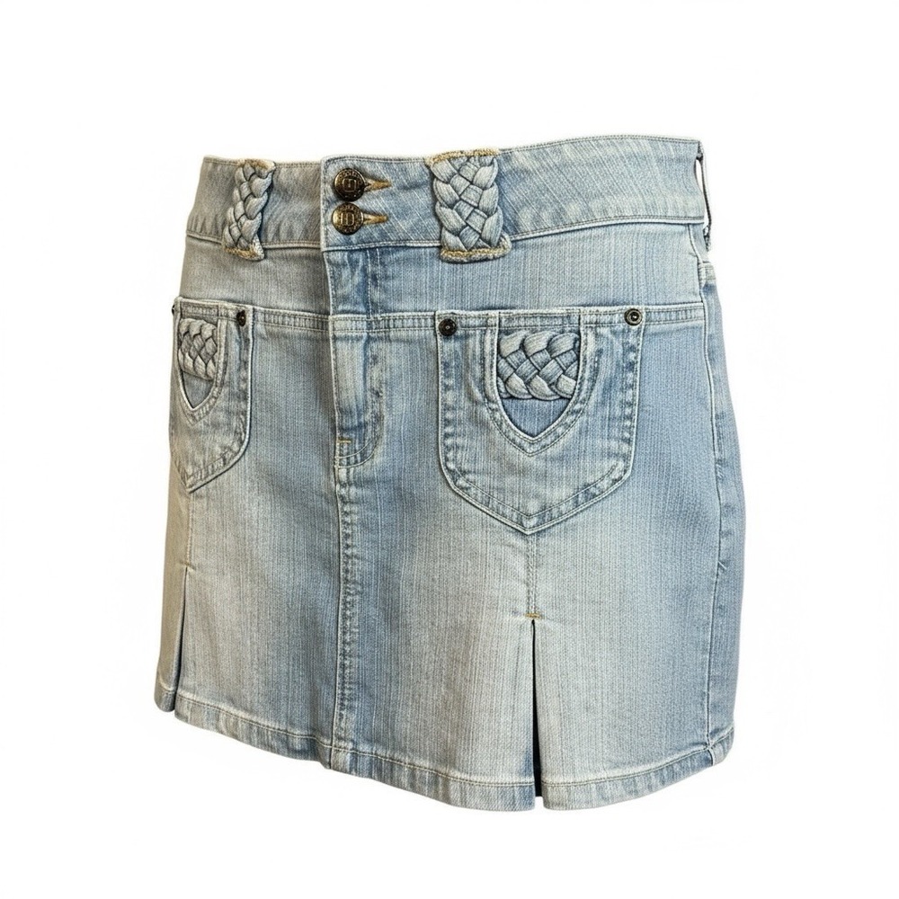 Y2K Roca Wear Denim Pleated Skirt